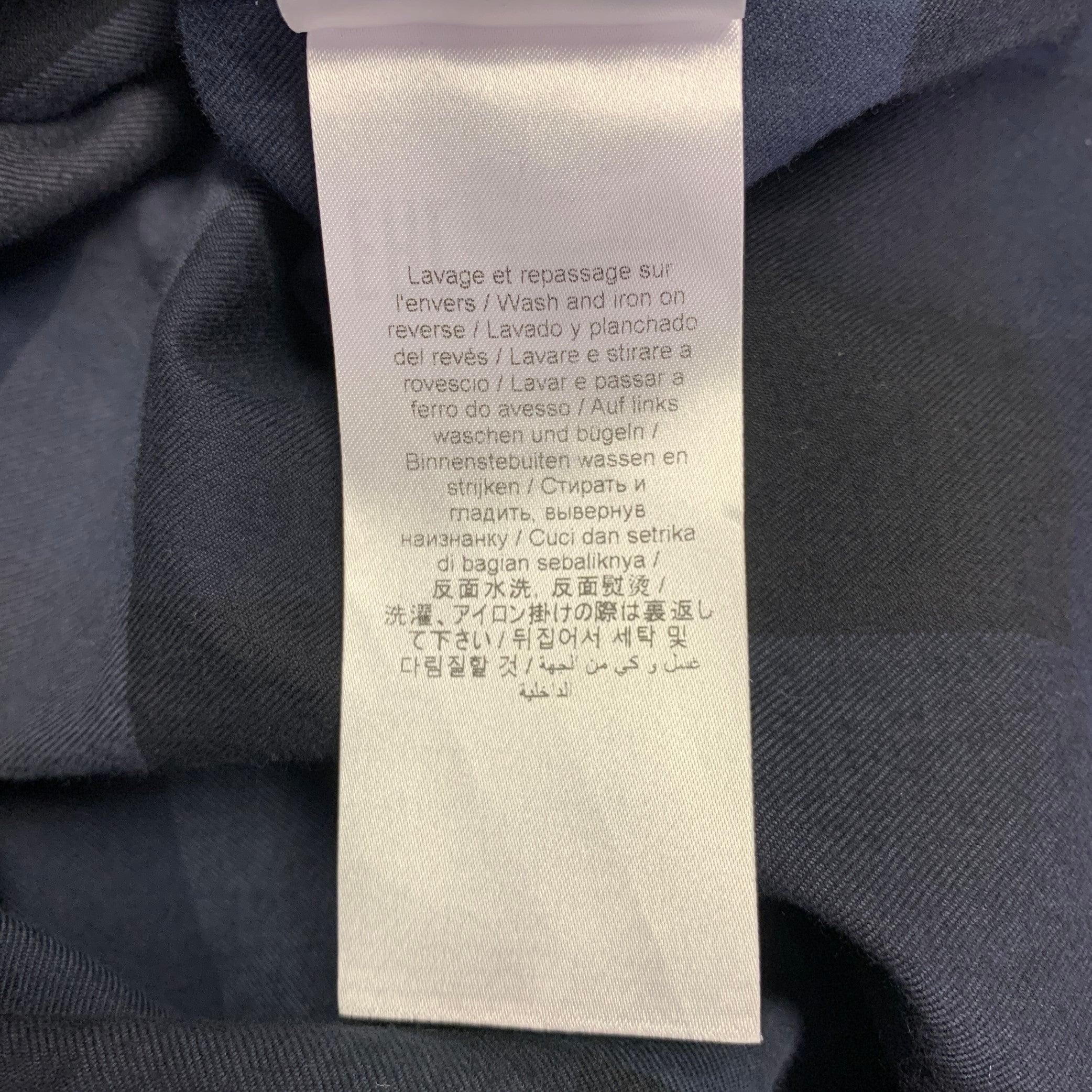 KENZO Size S Navy Grey Checkered Cotton Two Pockets Long Sleeve Shirt For Sale 2