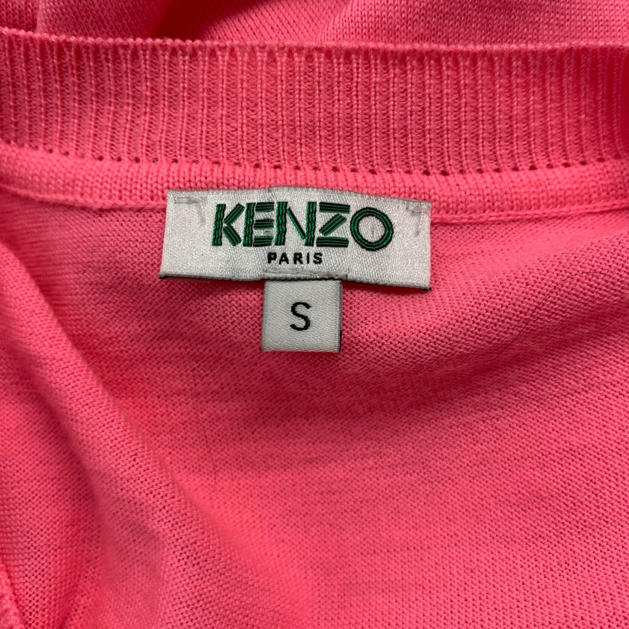 KENZO Size S Pink Wool V-Neck Vest For Sale 5