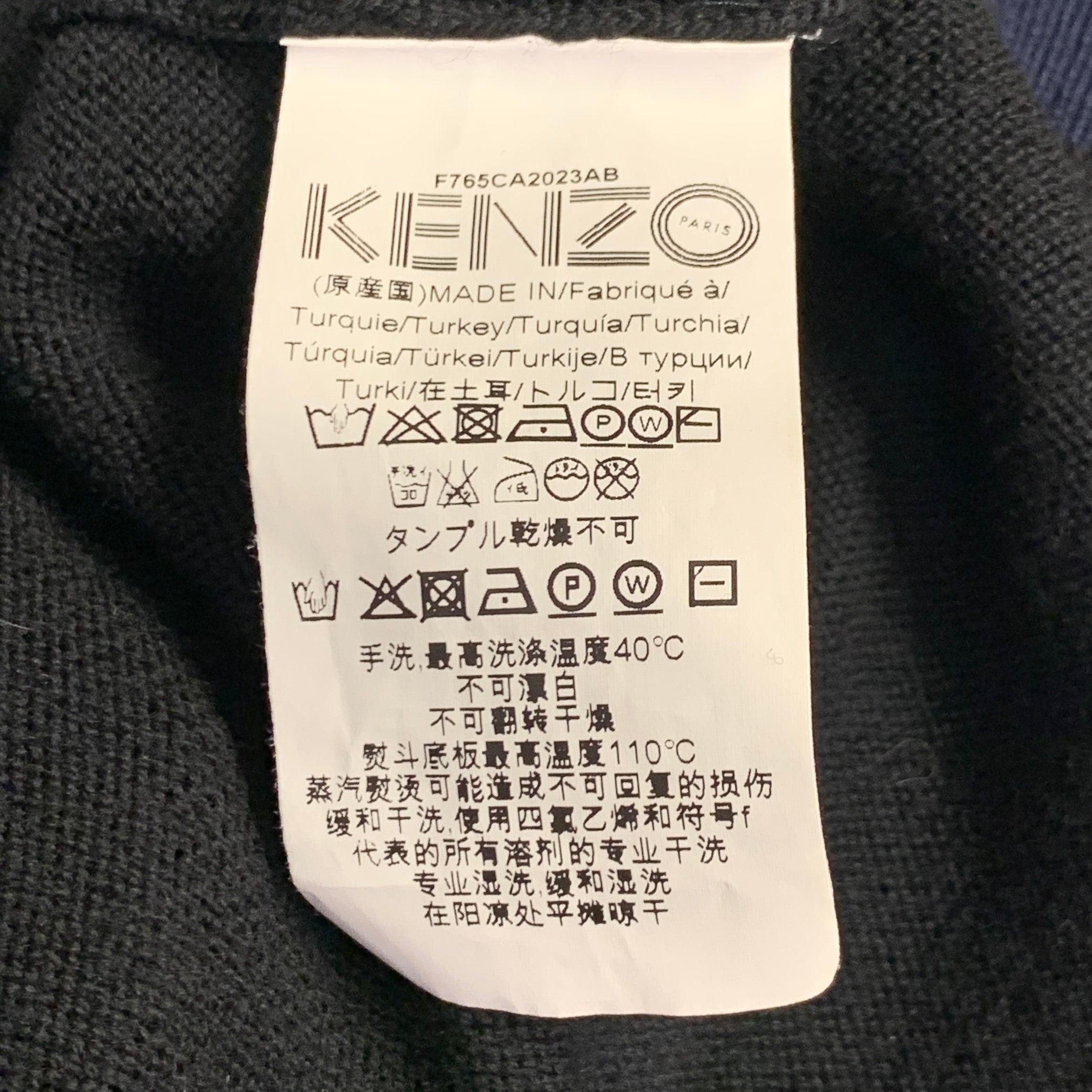KENZO Size XS Black Navy Knit Wool Zip Up Sweater 2