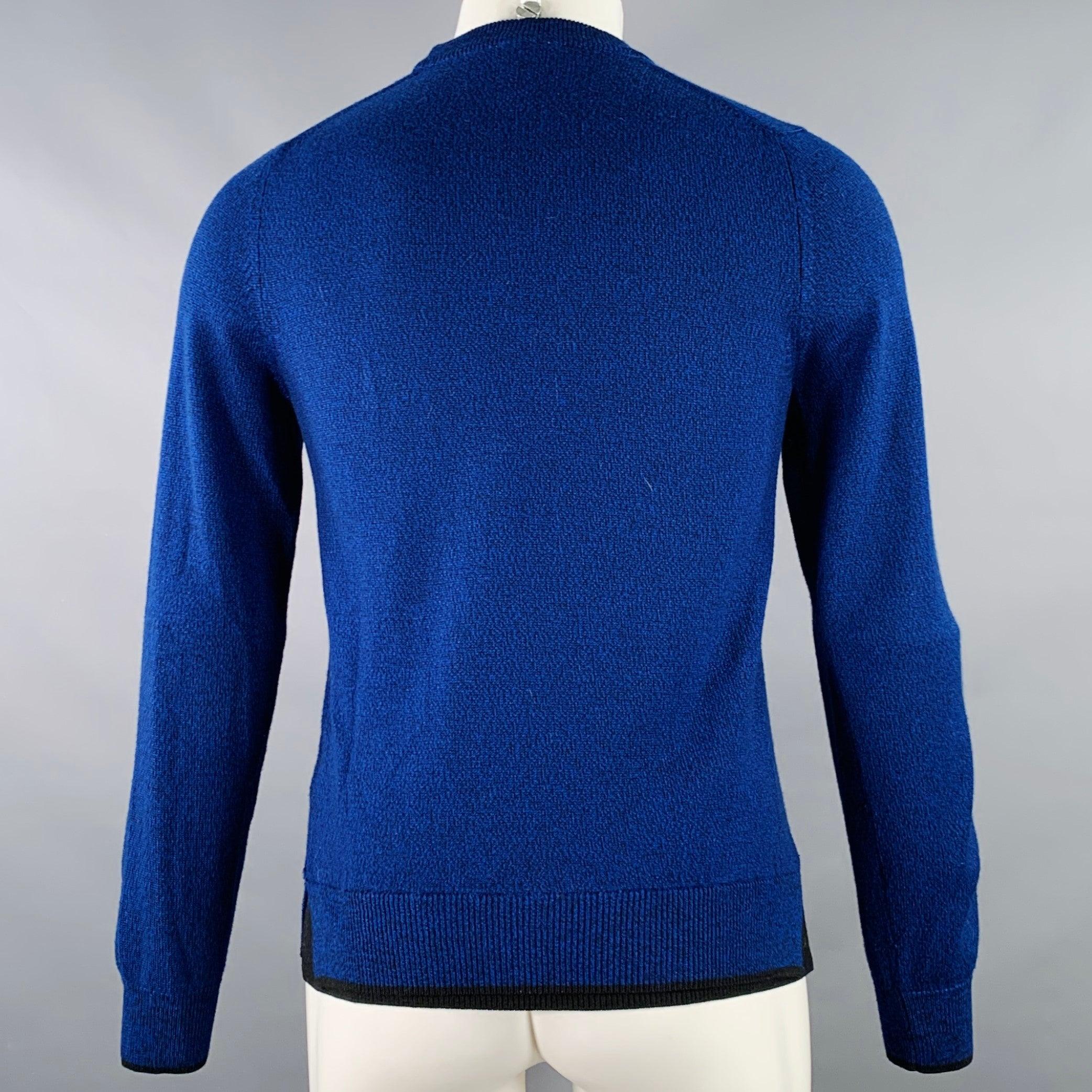 KENZO Size XS Blue Black Knit Cotton Crew Neck Pullover In Excellent Condition For Sale In San Francisco, CA