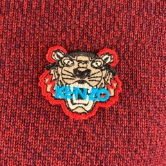 KENZO taglia XS rosso borgogna in maglia di lana con cerniera e maglione