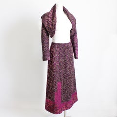 Kenzo Anzug, 2 Teile, Kurze Shrug-Jacke und Maxirock aus Wolle und Mohair-Strick, Vintage 90er Jahre