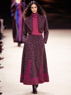 Kenzo Vintage Late 1990s Lilac Fuchsia Wool Mohair Knit Skirt Suit Set