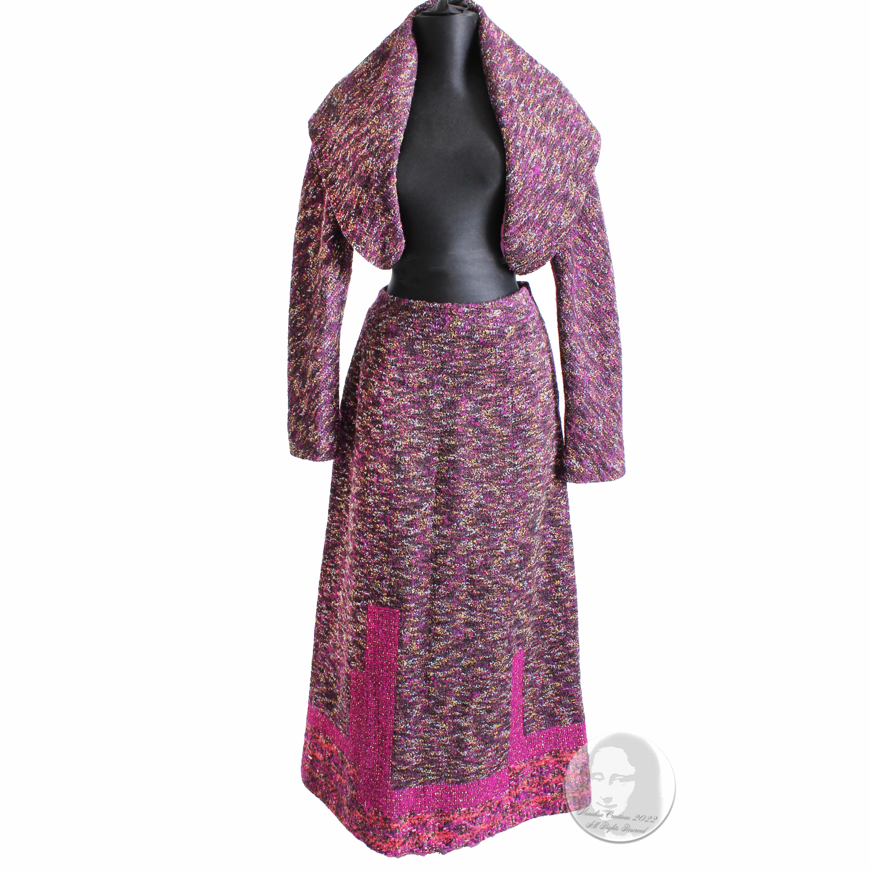 Kenzo Suit 2pc Cropped Shrug Jacket and Maxi Skirt Wool Mohair