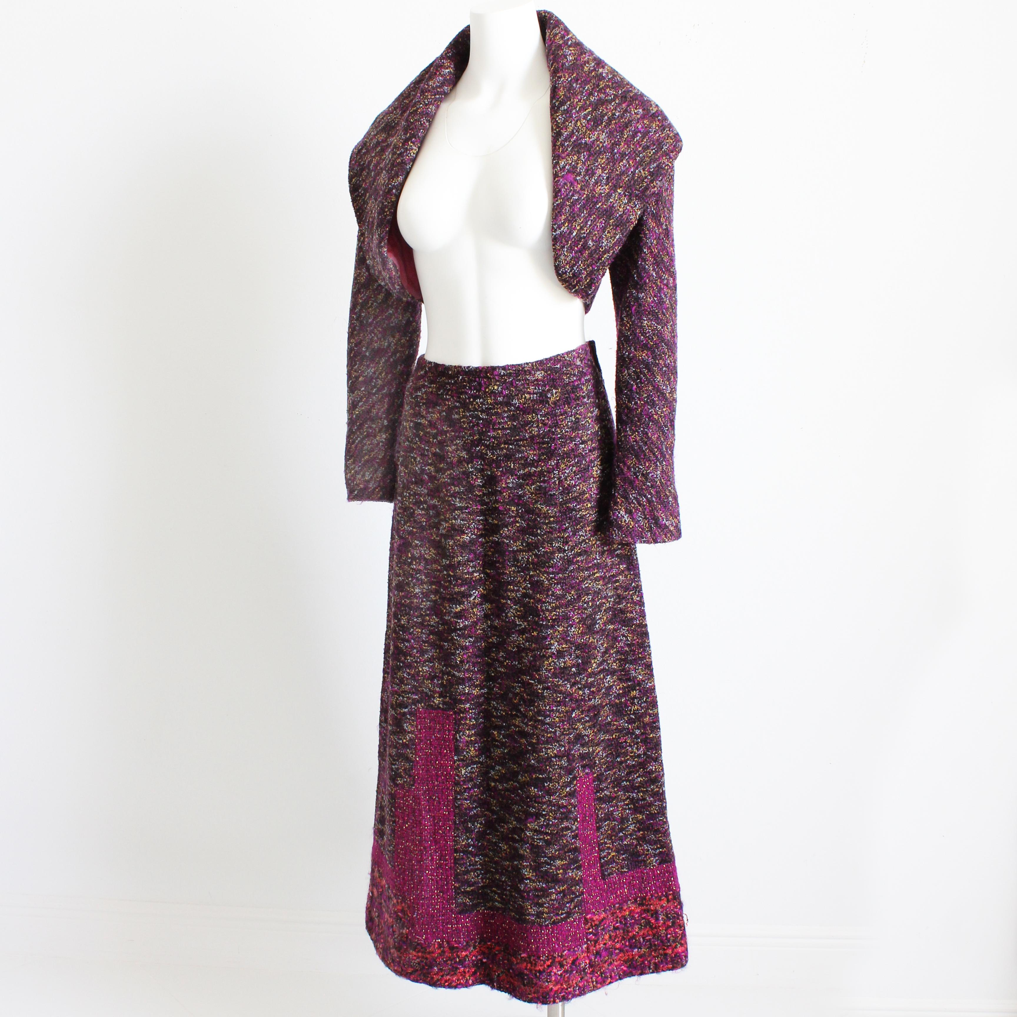 Kenzo Costume 2 pièces, veste courte et jupe longue en maille de laine mohair vintage des années 90  Pour femmes en vente