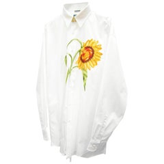 Kenzo Sunflower Large Embroidery Mens White Shirt NWT 1980s