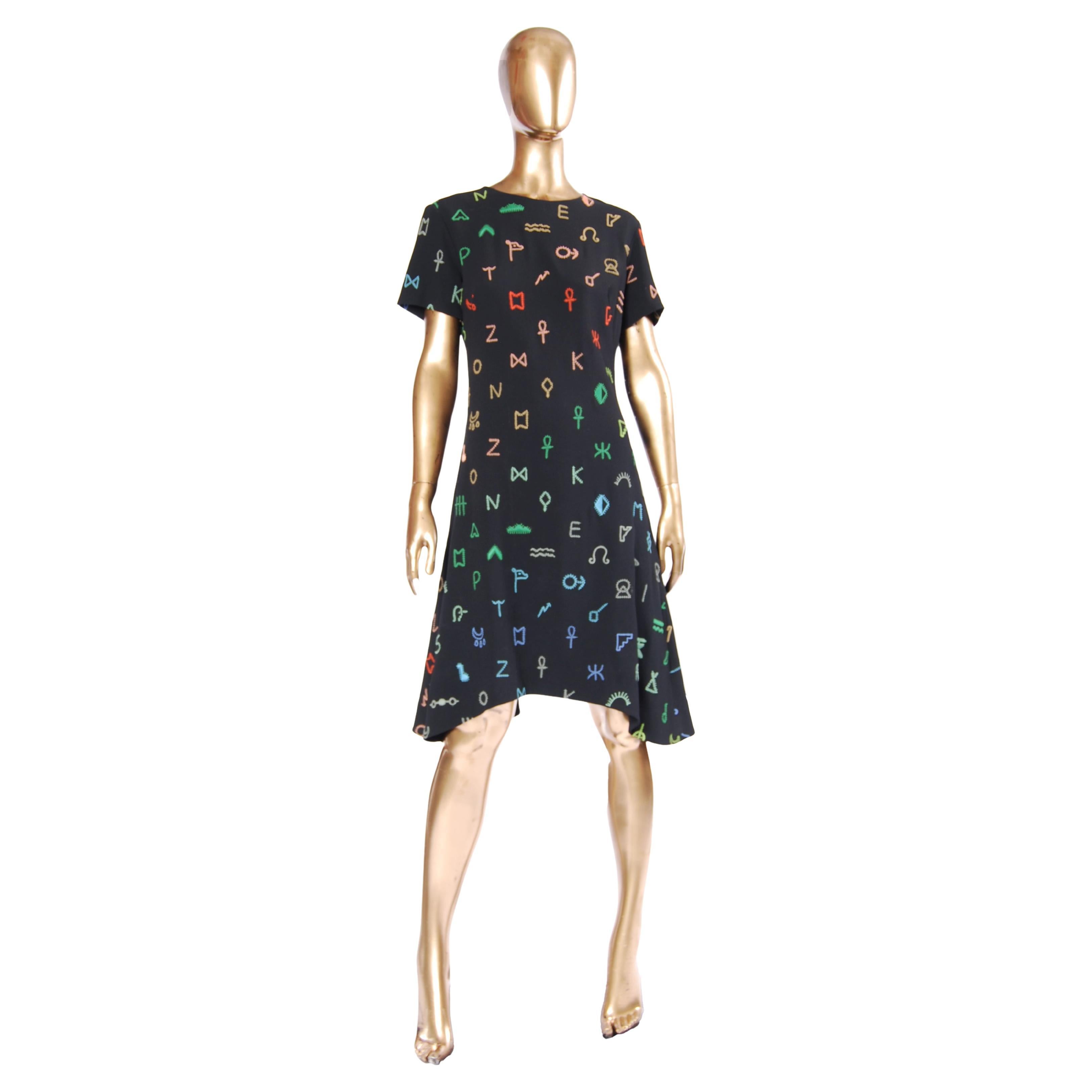 Kenzo Symbols Print Embroidered dress For Sale