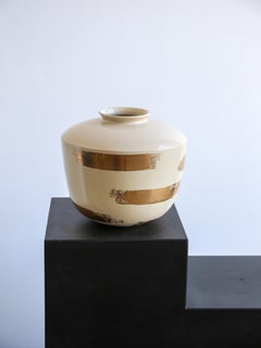 Kenzo Takada for Rometti Large Ceramic Vase with Gold Art Work