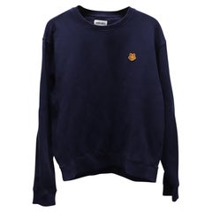 Felpa a girocollo Kenzo con ricamo “Tiger” in cotone blu navy