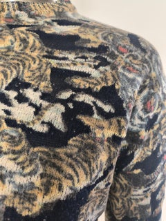 Kenzo Tiger Print Cropped Knit Sweater SZ XS