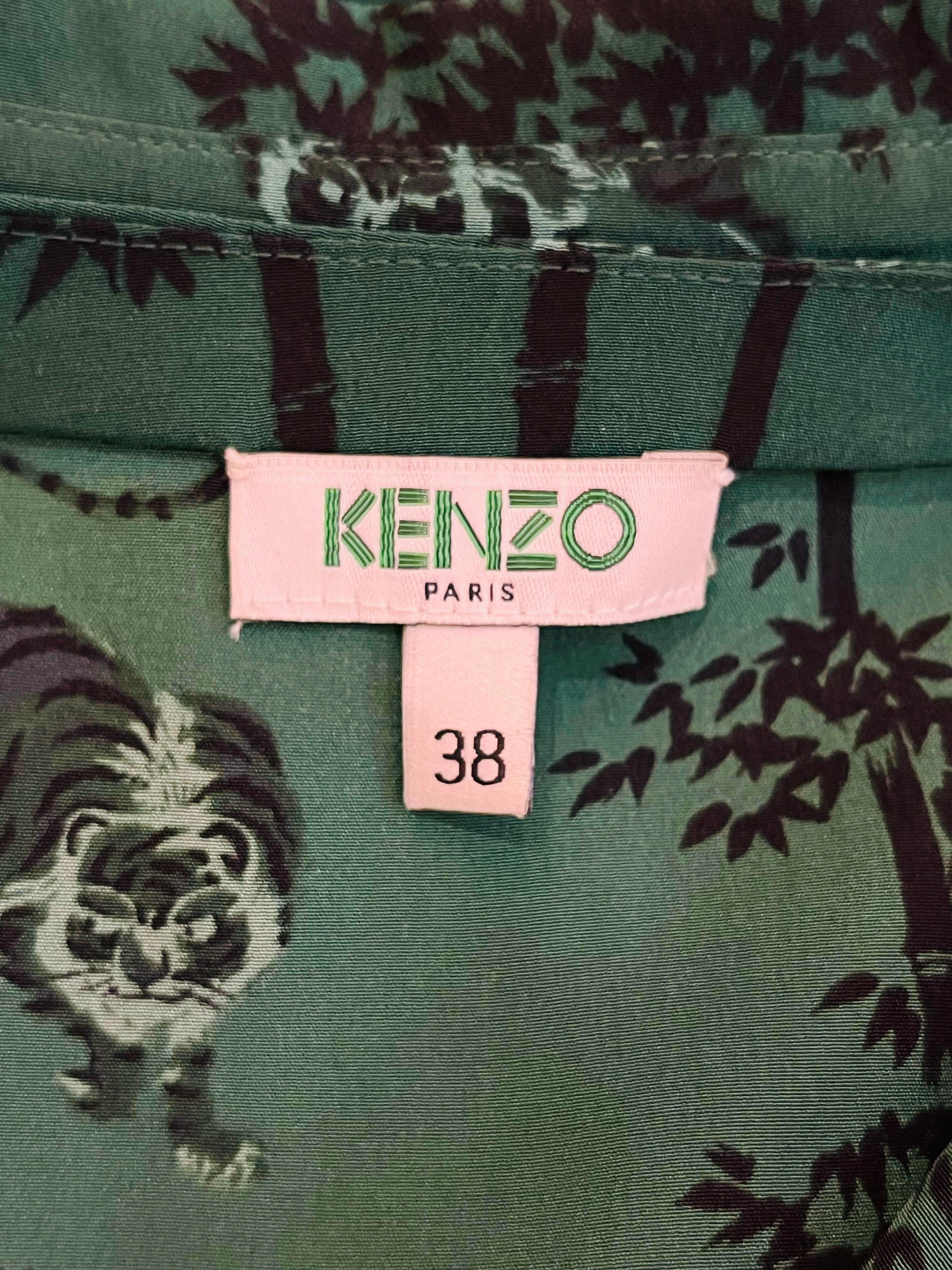 Kenzo Tiger Print Silk Shirt For Sale 2