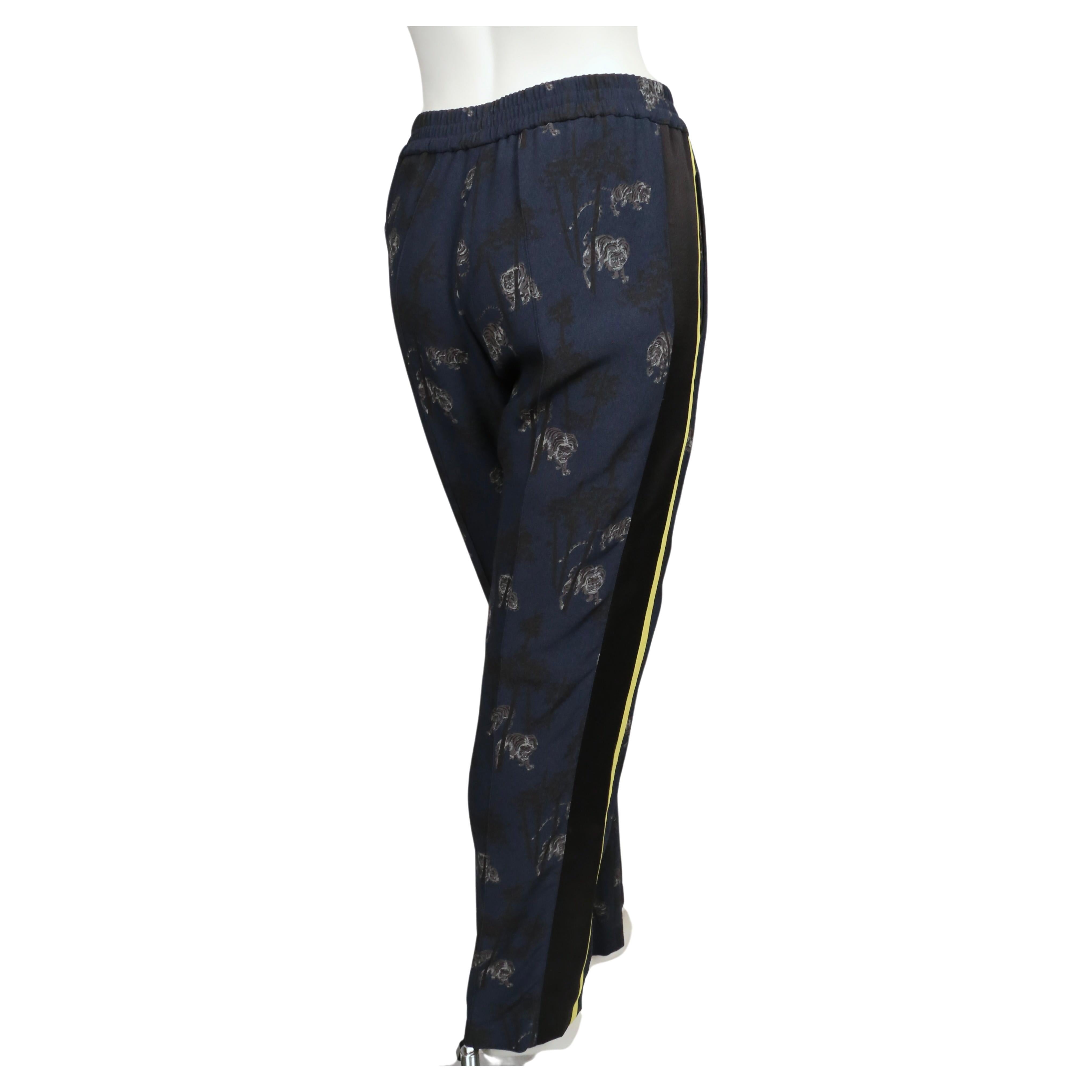 Kenzo tiger print track pants with striped sides For Sale 1