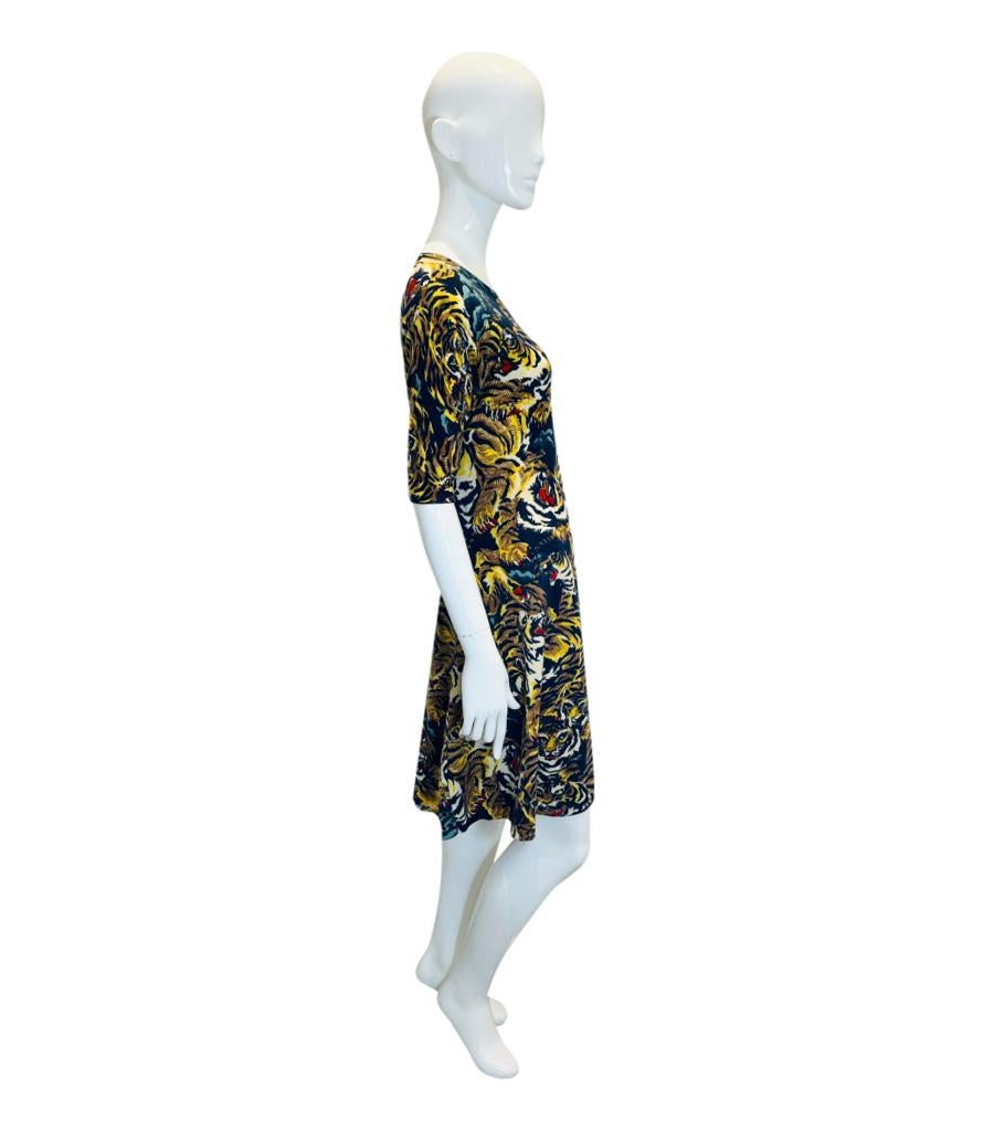 Black Kenzo Tiger Print Wool Dress