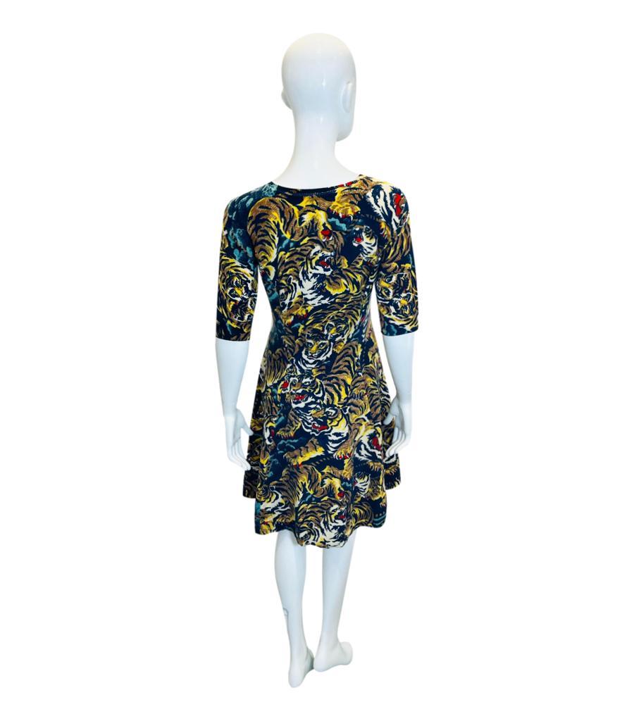 Kenzo Tiger Print Wool Dress In Excellent Condition In London, GB