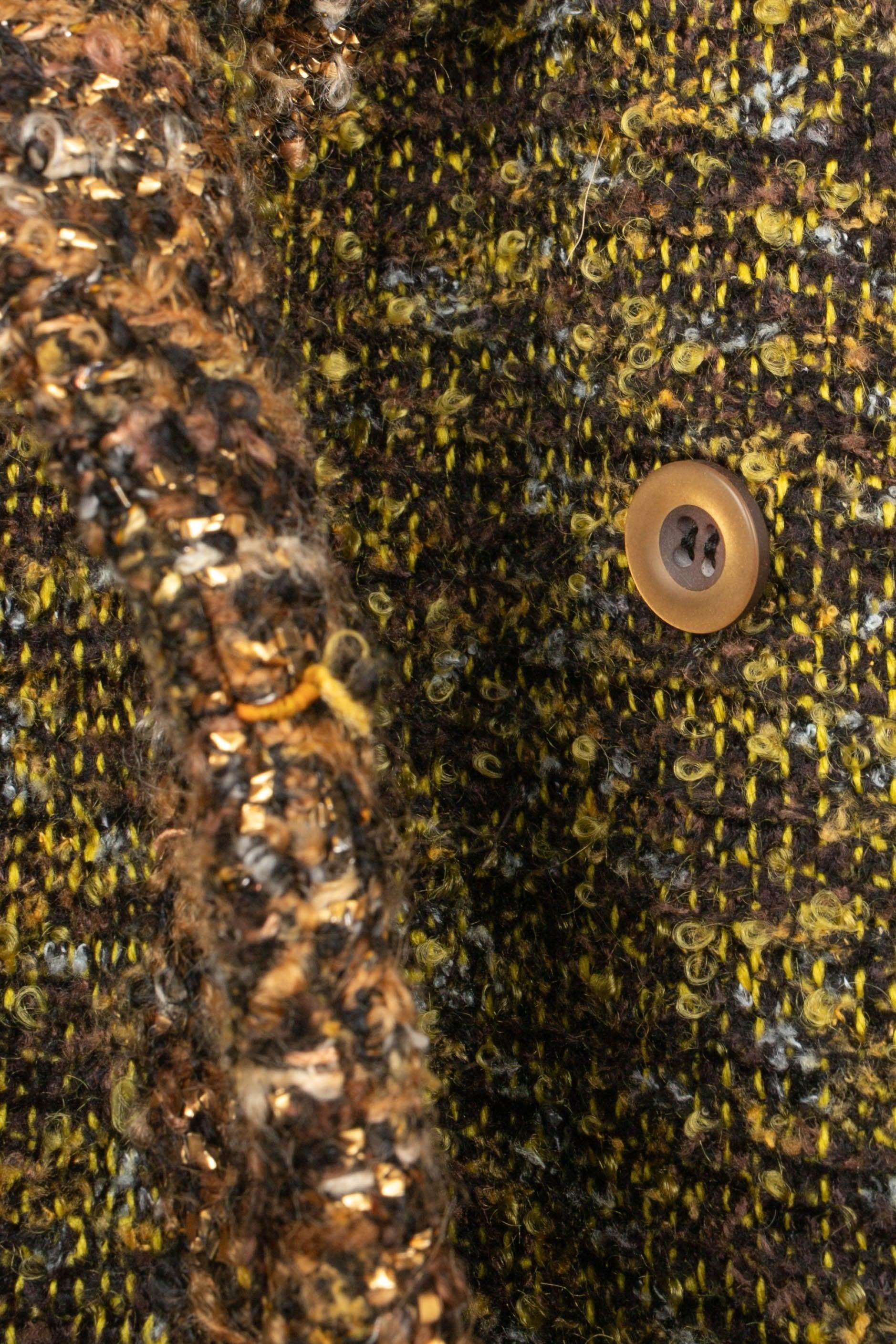 Kenzo Tweed Coat in Green, Brown and Golden Tones For Sale 3