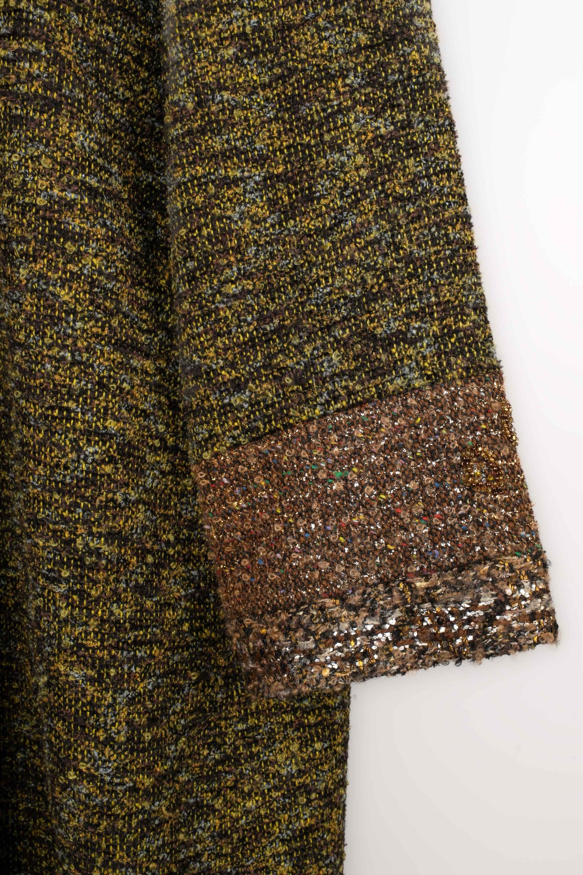 Kenzo Tweed Coat in Green, Brown and Golden Tones For Sale 5