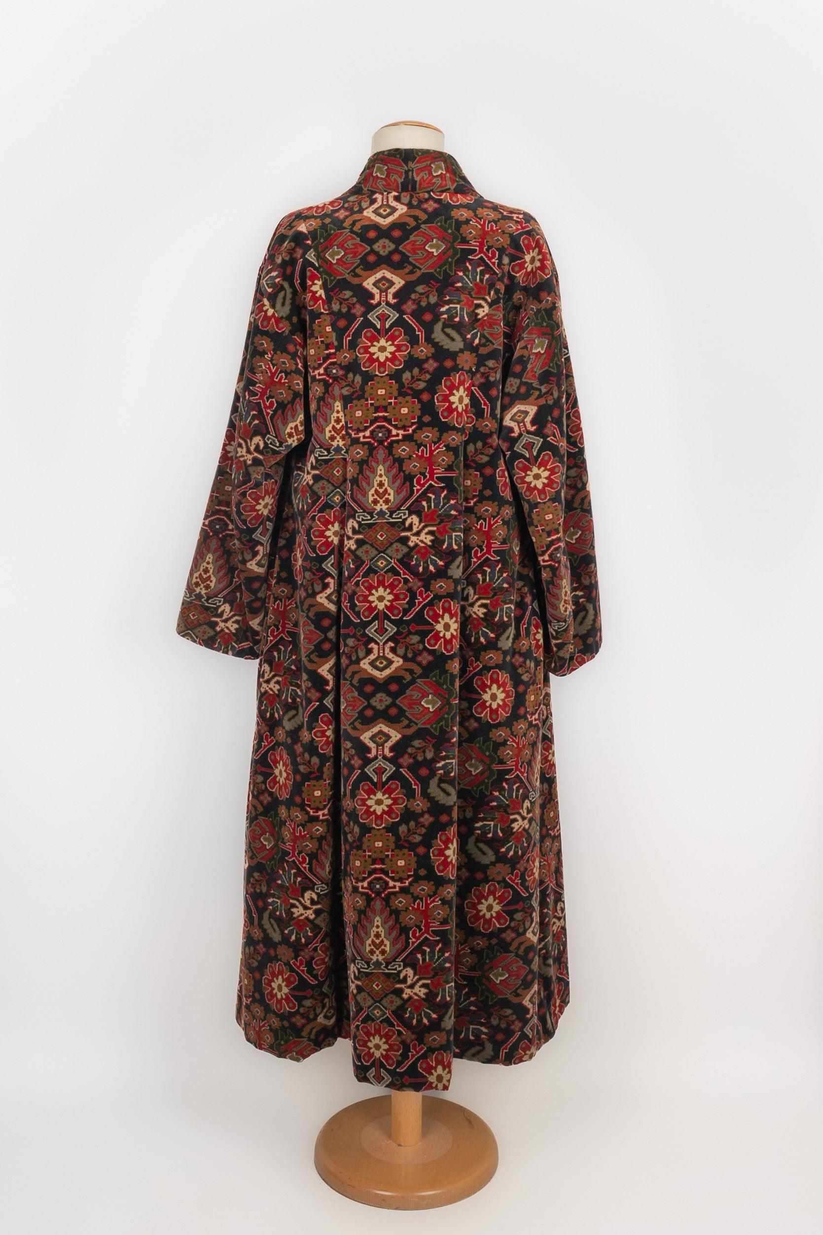 Black Kenzo Velvet Cotton Coat For Sale