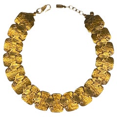 Collar Kenzo Vintage Años 80 Motivo Hoja Dorado