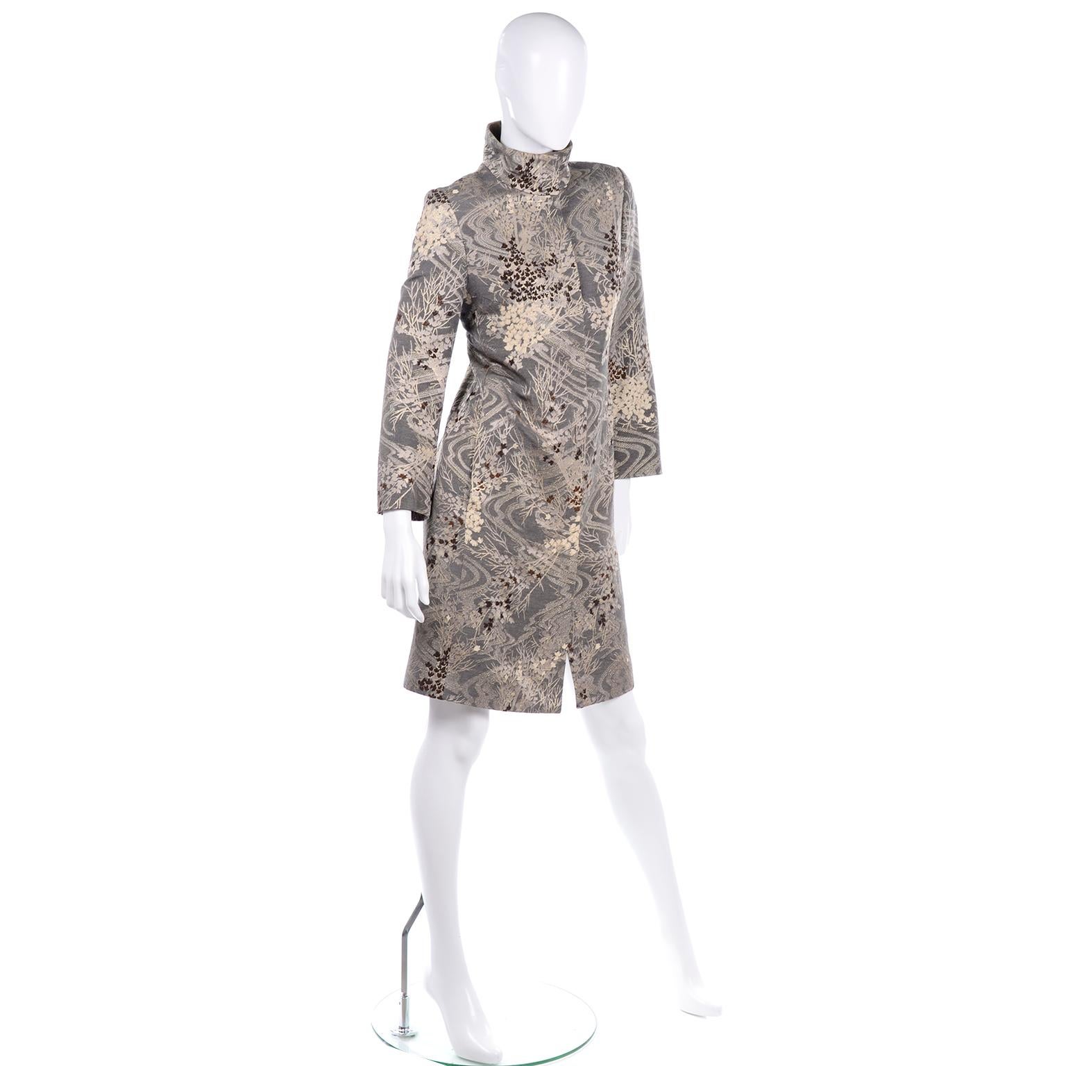 KENZO 1990's flocked velvet denim dress coat