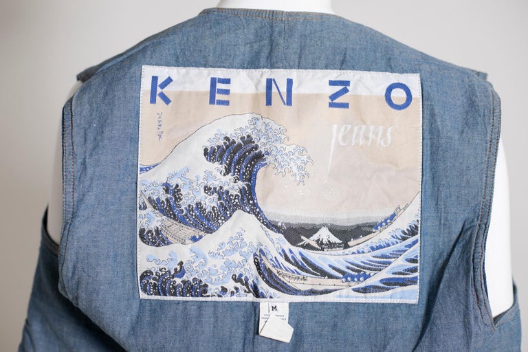 Kenzo Vintage Gilet Jeans Hokusai The Great Wave Off Kanagawa For Sale at  1stDibs | great wave blazers, kenzo t shirt