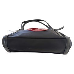 Vintage Kenzo Black Nylon Shoulder Bag with Red Resin Koi Fish Kamon, 1990s