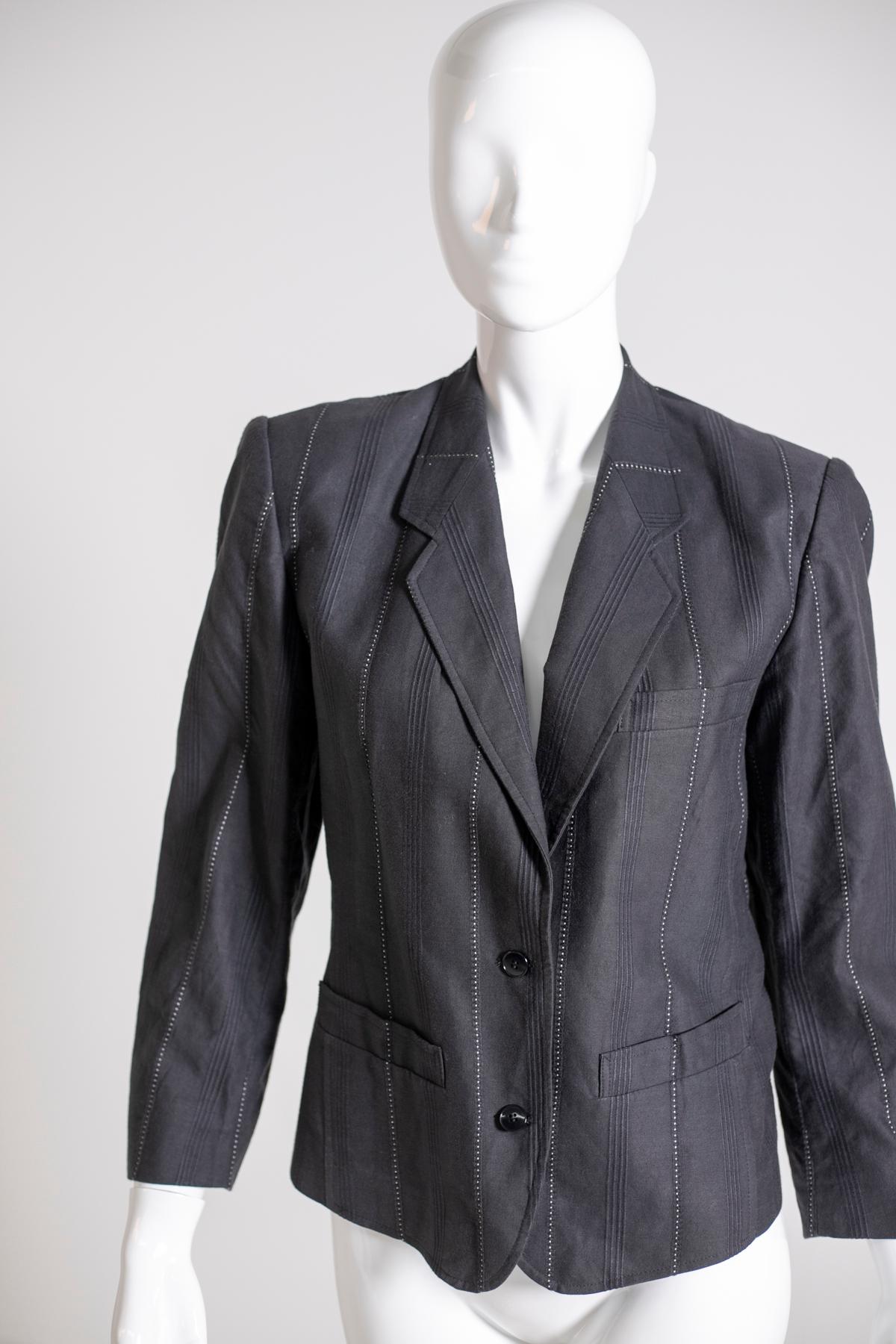 Kenzo Vintage Blazer Black and Silver For Sale 4