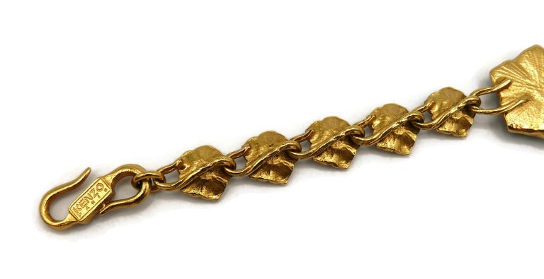 KENZO Vintage Gold Tone Resin Flower Necklace