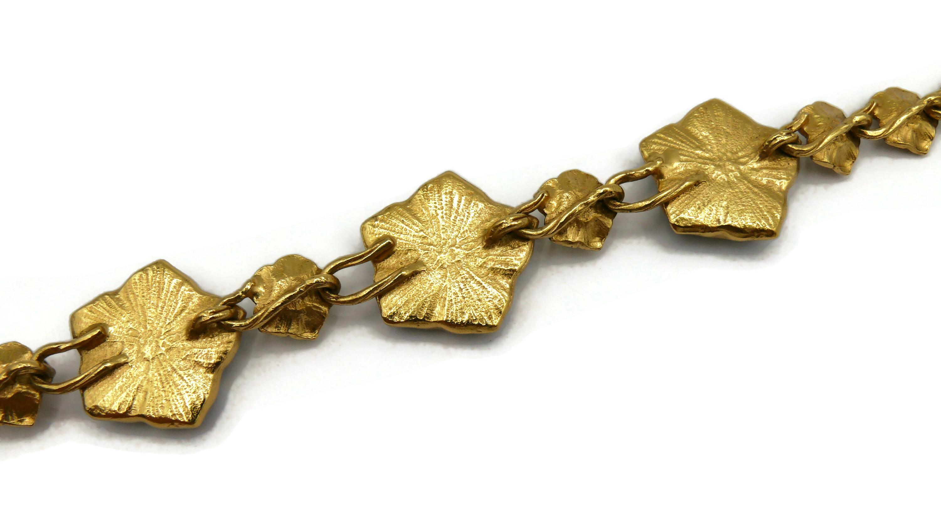 KENZO Vintage Gold Tone Resin Flower Necklace For Sale 10