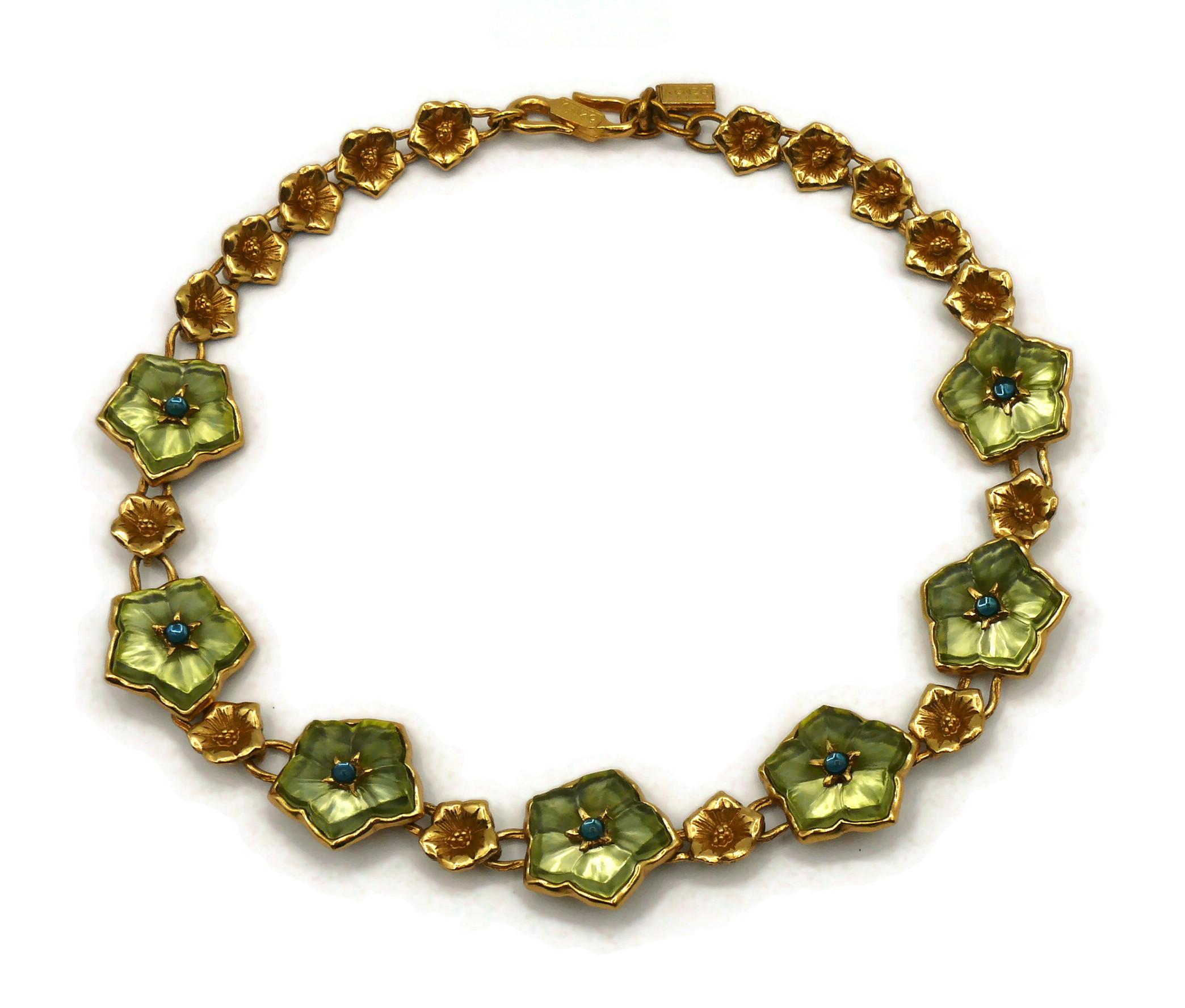 KENZO - Collier fleur en résine vintage ton or Bon état à Nice, FR