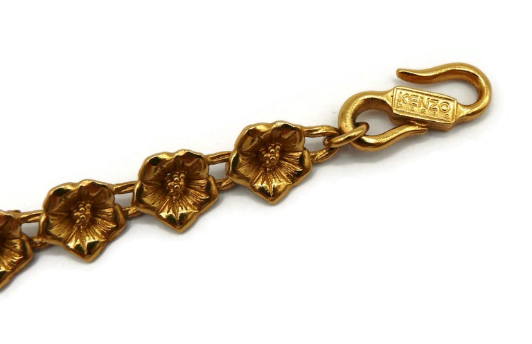 KENZO Vintage Gold Tone Resin Flower Necklace at 1stDibs | kenzo