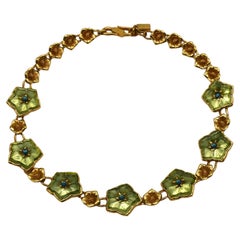 KENZO Vintage Gold Tone Resin Flower Necklace