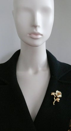 Kenzo Vintage Gold Toned Resin Flower Brooch