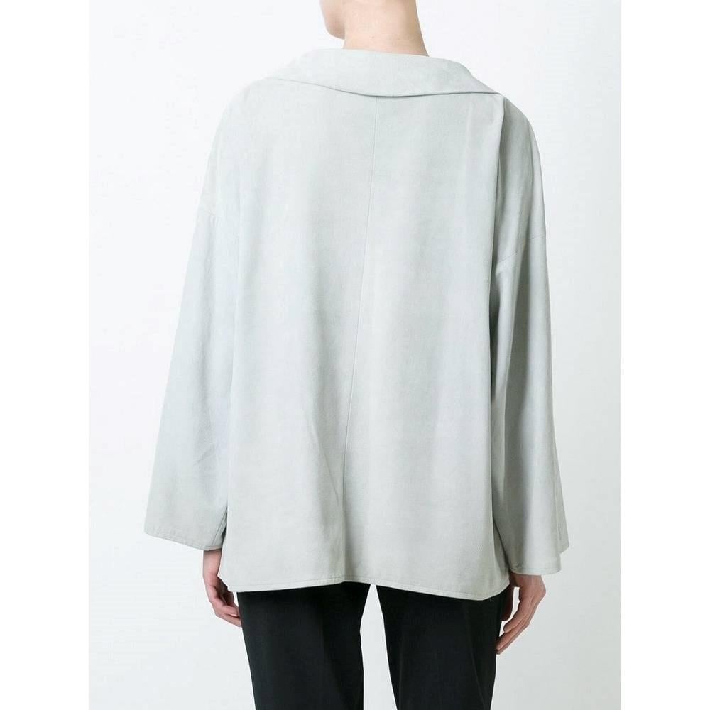 Women's Kenzo Vintage iced grey suede 90s blouse For Sale