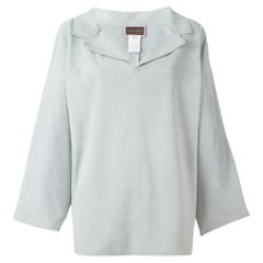Kenzo Vintage iced grey suede 90s blouse