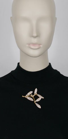 KENZO Broche de acebo vintage enjoyado en tono dorado