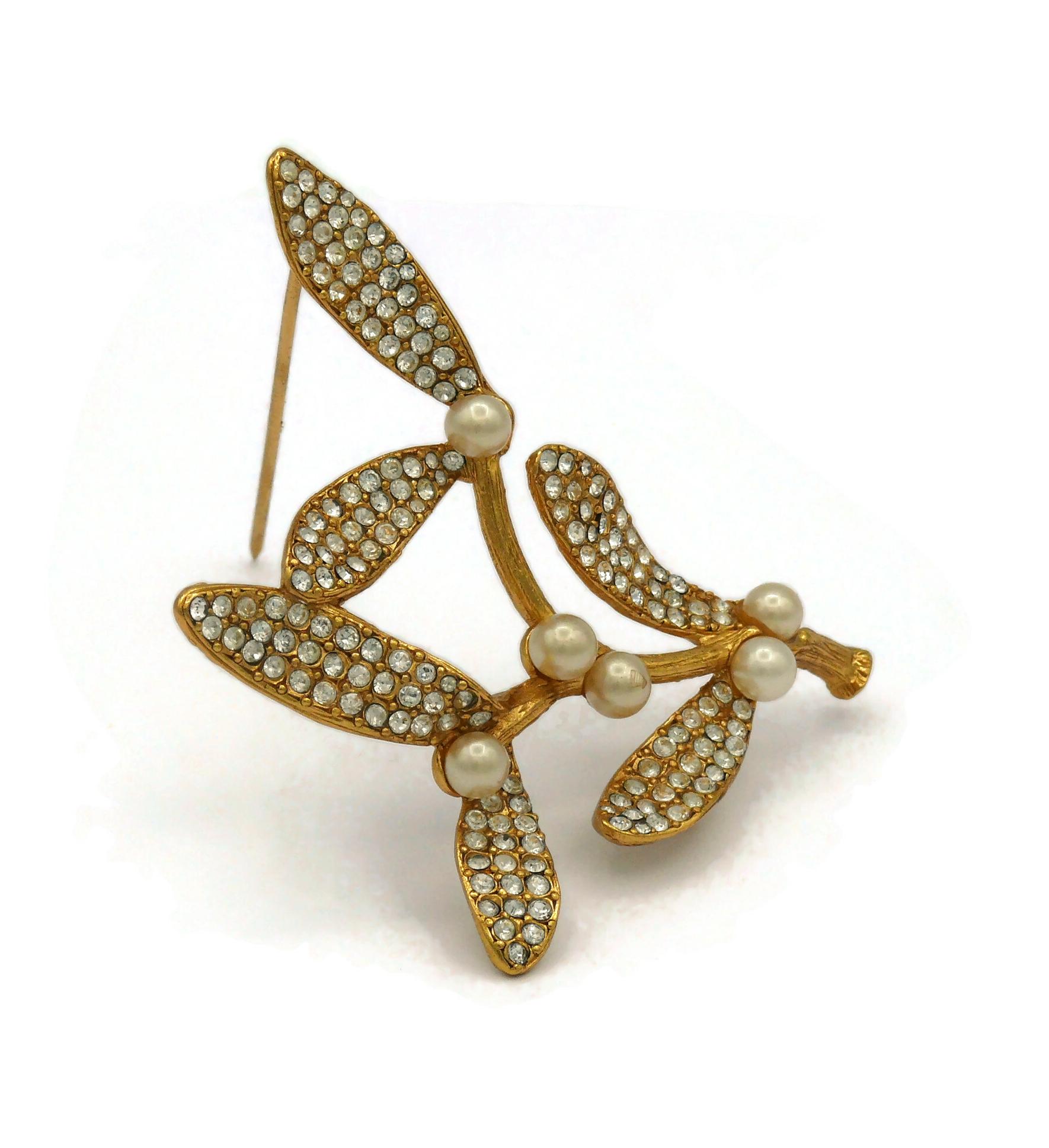 KENZO Vintage Jewelled Gold Tone Holly Brooch For Sale 2