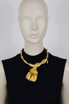 KENZO Vintage Matte Gold-Tone Flower Necklace