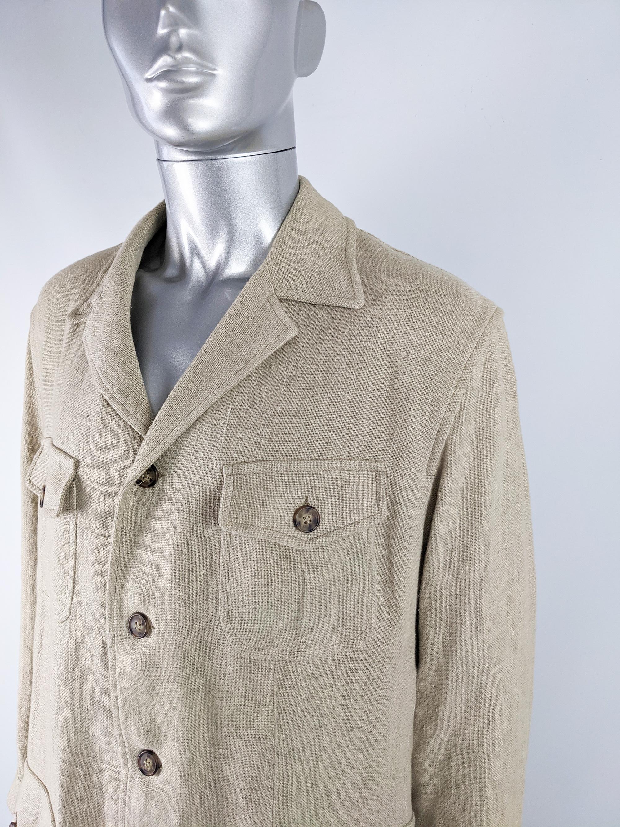 Beige Kenzo Vintage Mens Linen Jacket