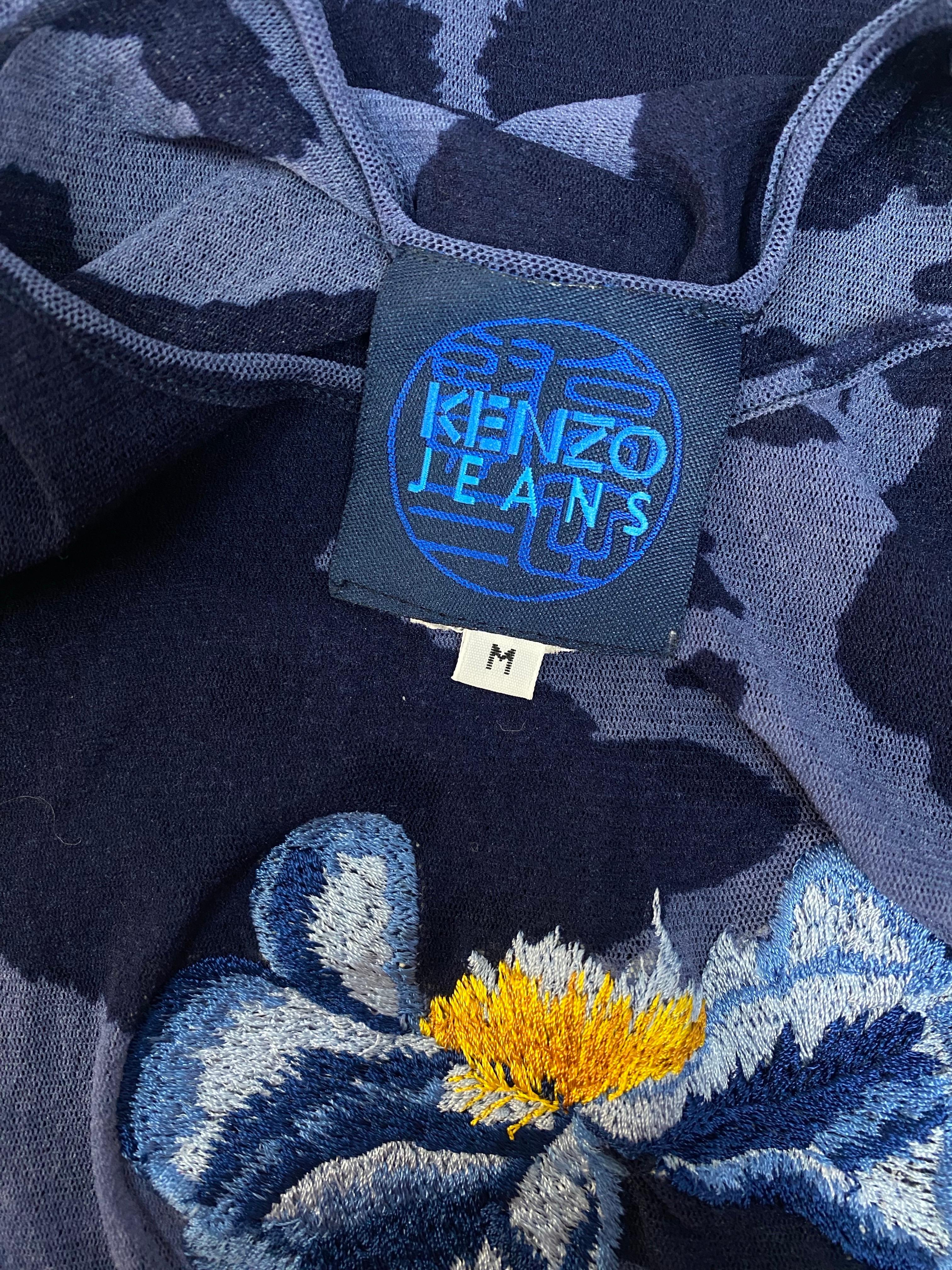 Kenzo - Top a rete vintage con ricamo floreale anni '90 in vendita 4