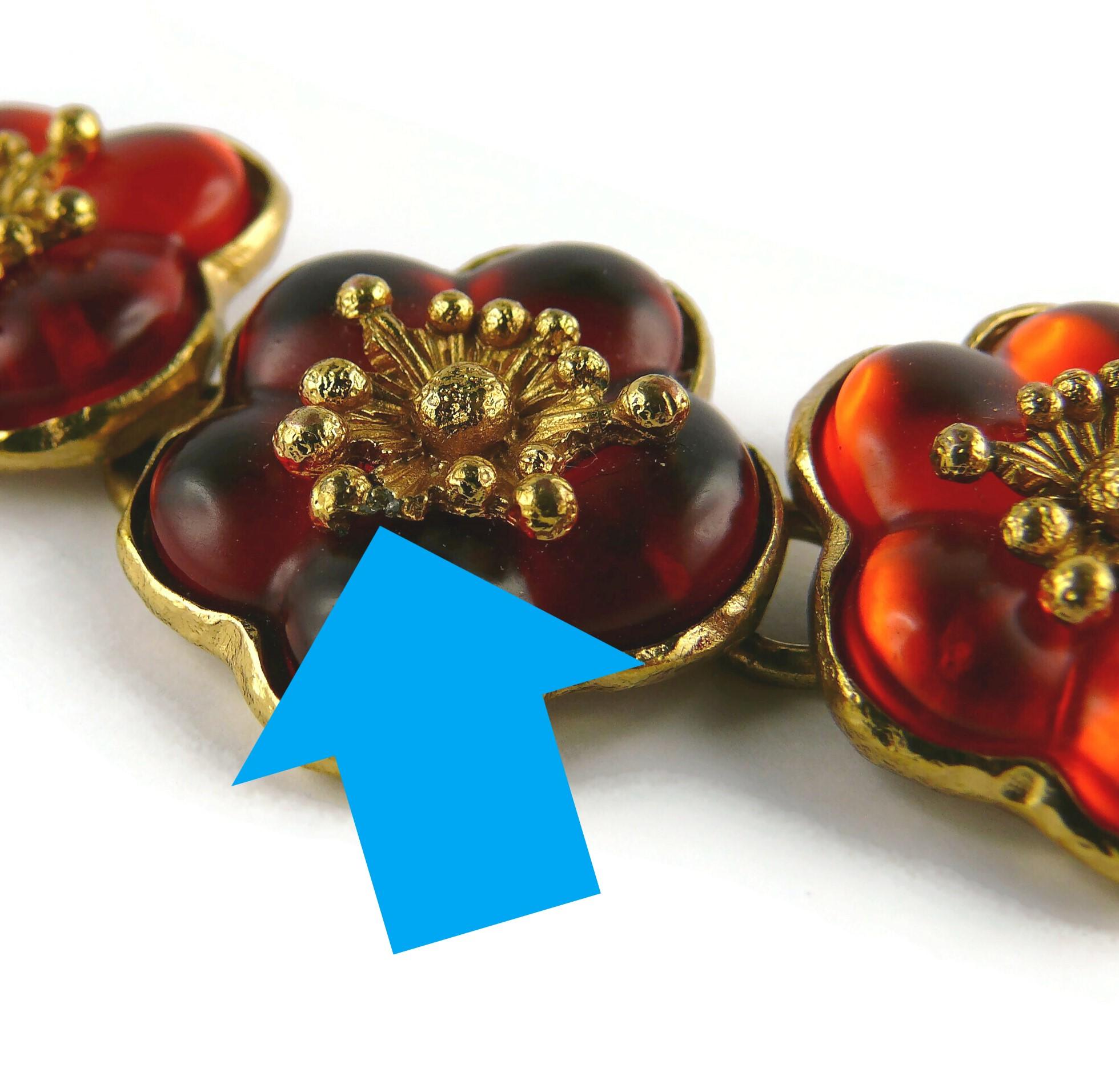 Kenzo Vintage Orange Resin Cherry Blossoms Link Bracelet 7