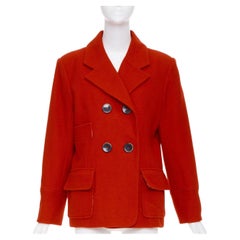 KENZO Vintage red wool floral intarsia back double breasted coat FR46 3XL