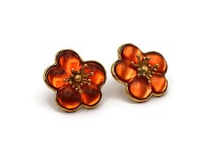 KENZO Vintage Harz-Blumen-Ohrclips