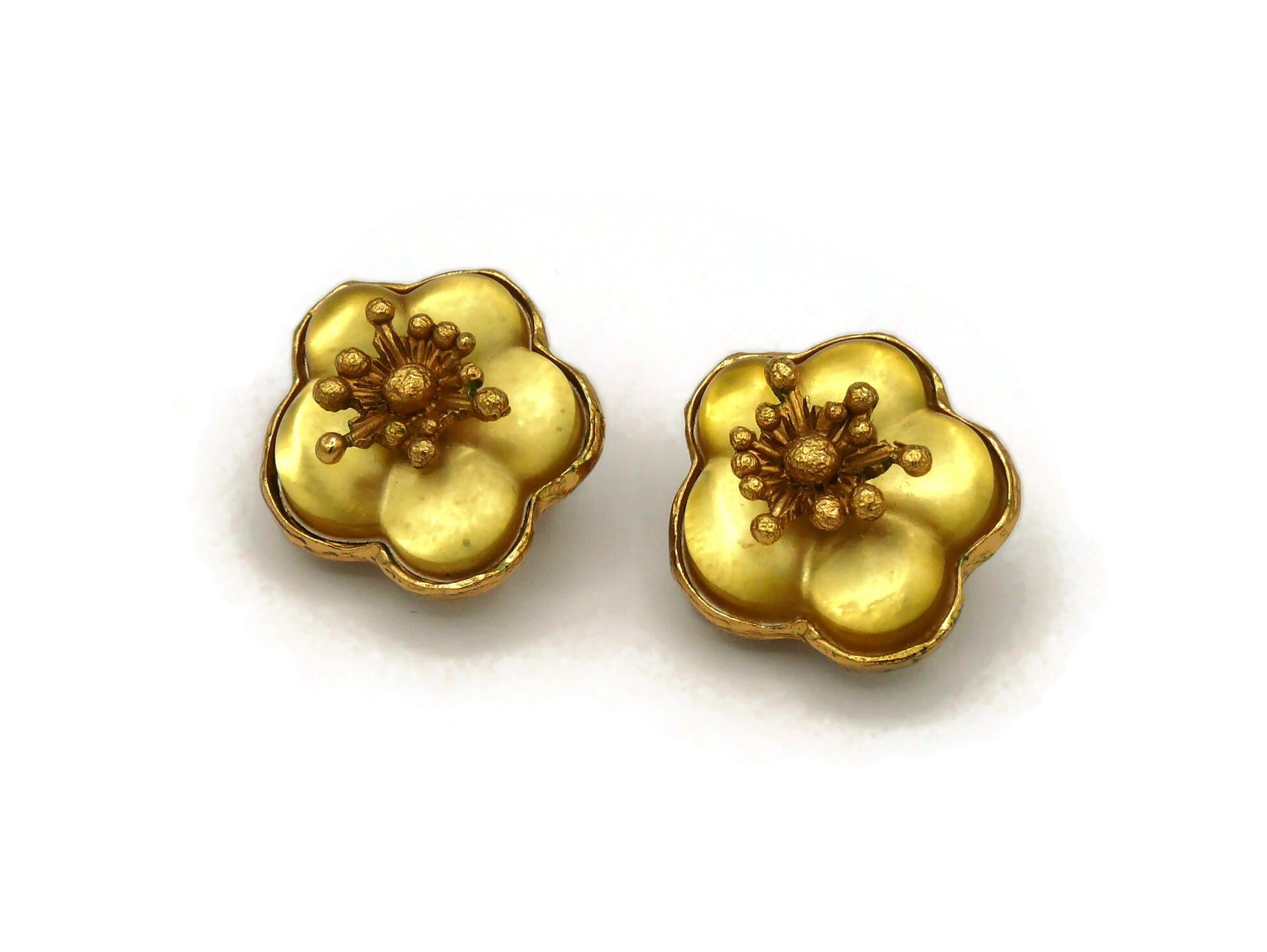 KENZO Vintage Resin Flower Clip-On Earrings 1