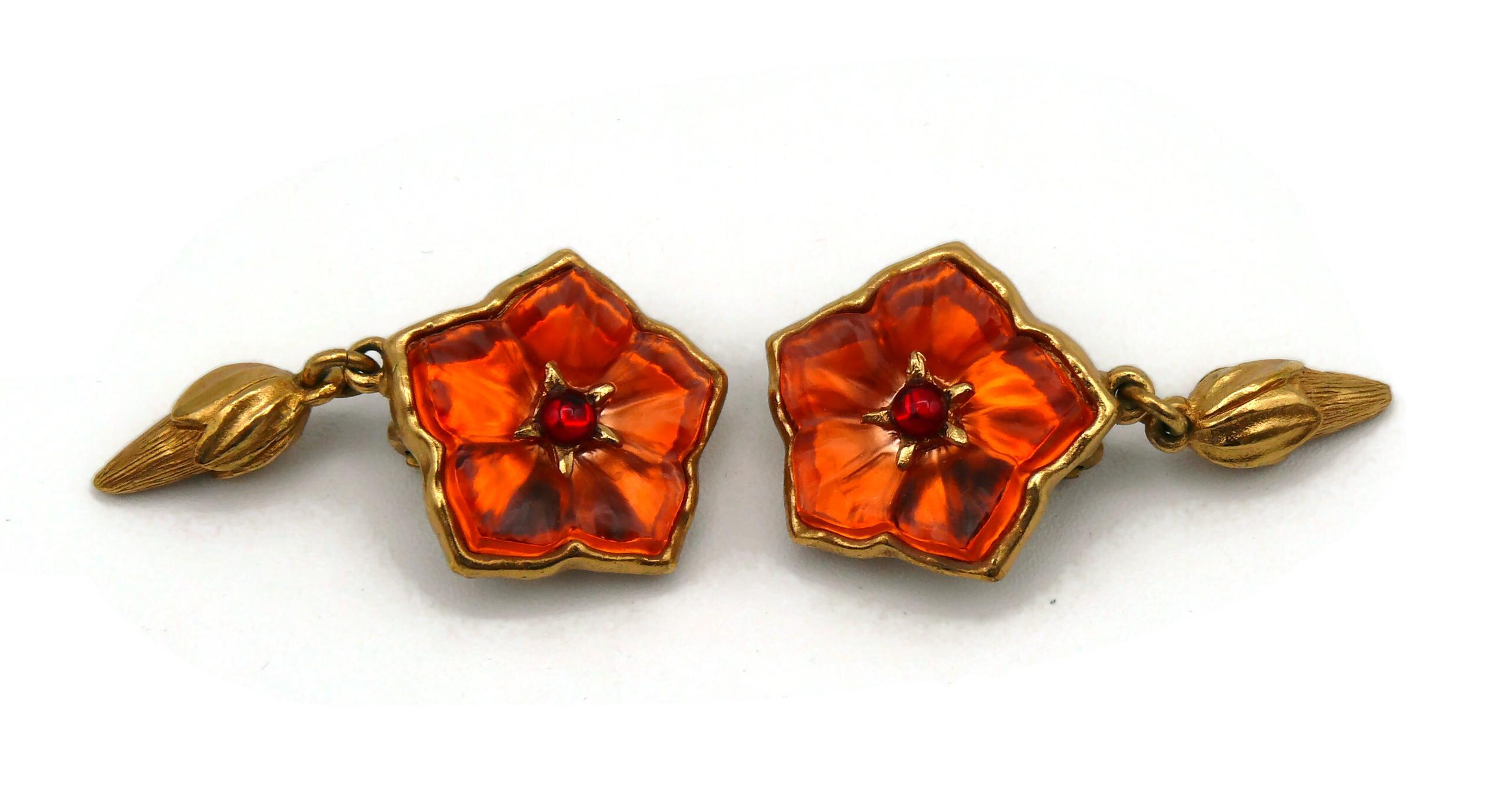 Women's KENZO Vintage Resin Flower Dangling Earrings For Sale