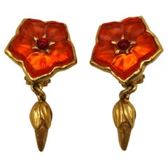 KENZO Vintage Resin Flower Dangling Earrings