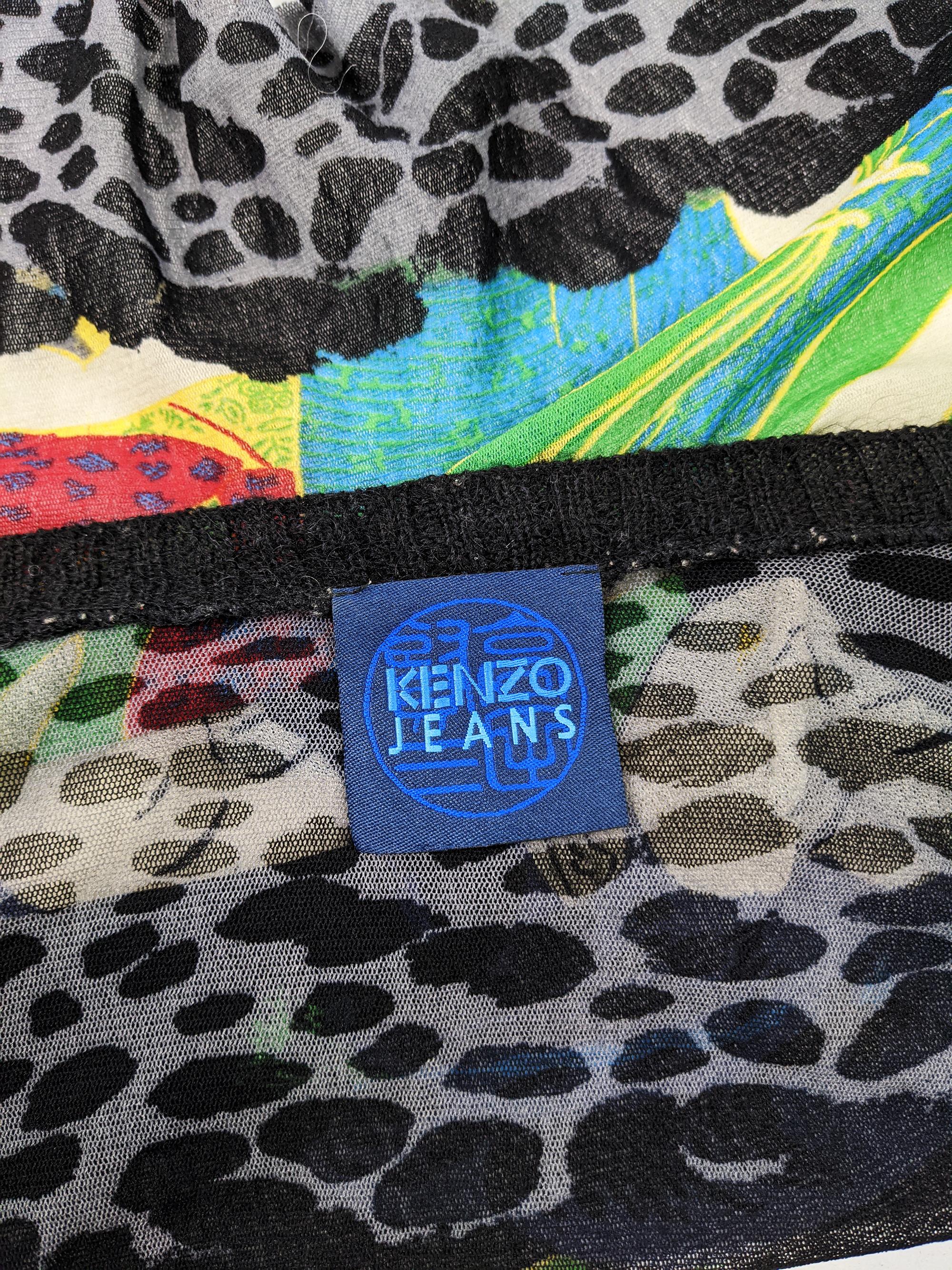 Kenzo Vintage Sheer Mesh Leopard Print Cardigan Sweater 1