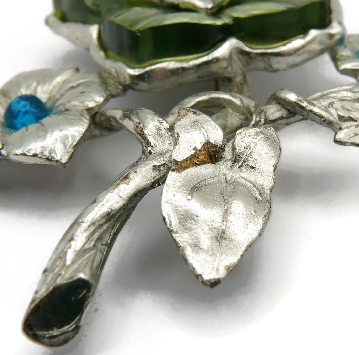 KENZO Vintage Silver Tone Floral Brooch For Sale 9