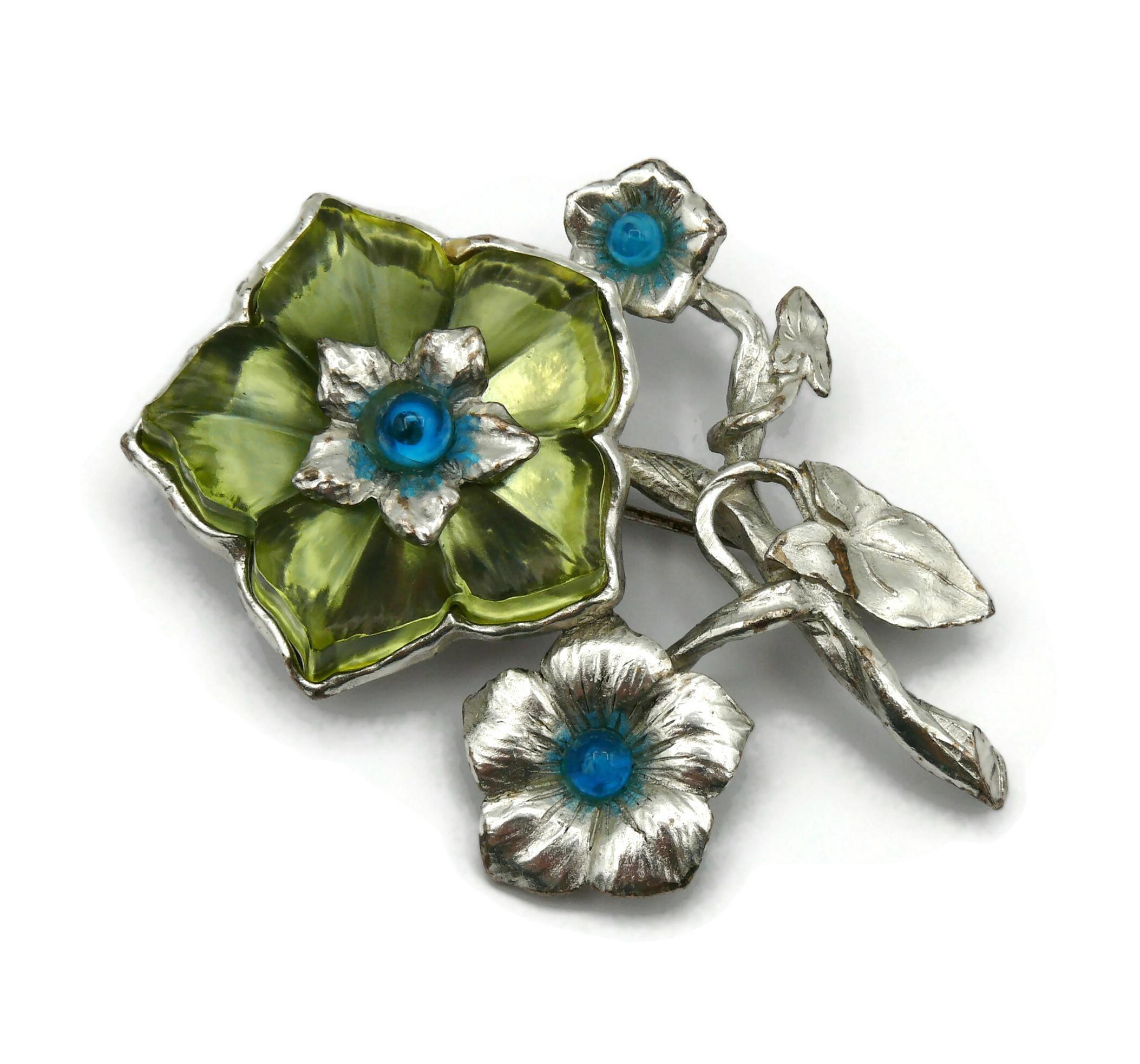 Women's KENZO Vintage Silver Tone Floral Brooch For Sale