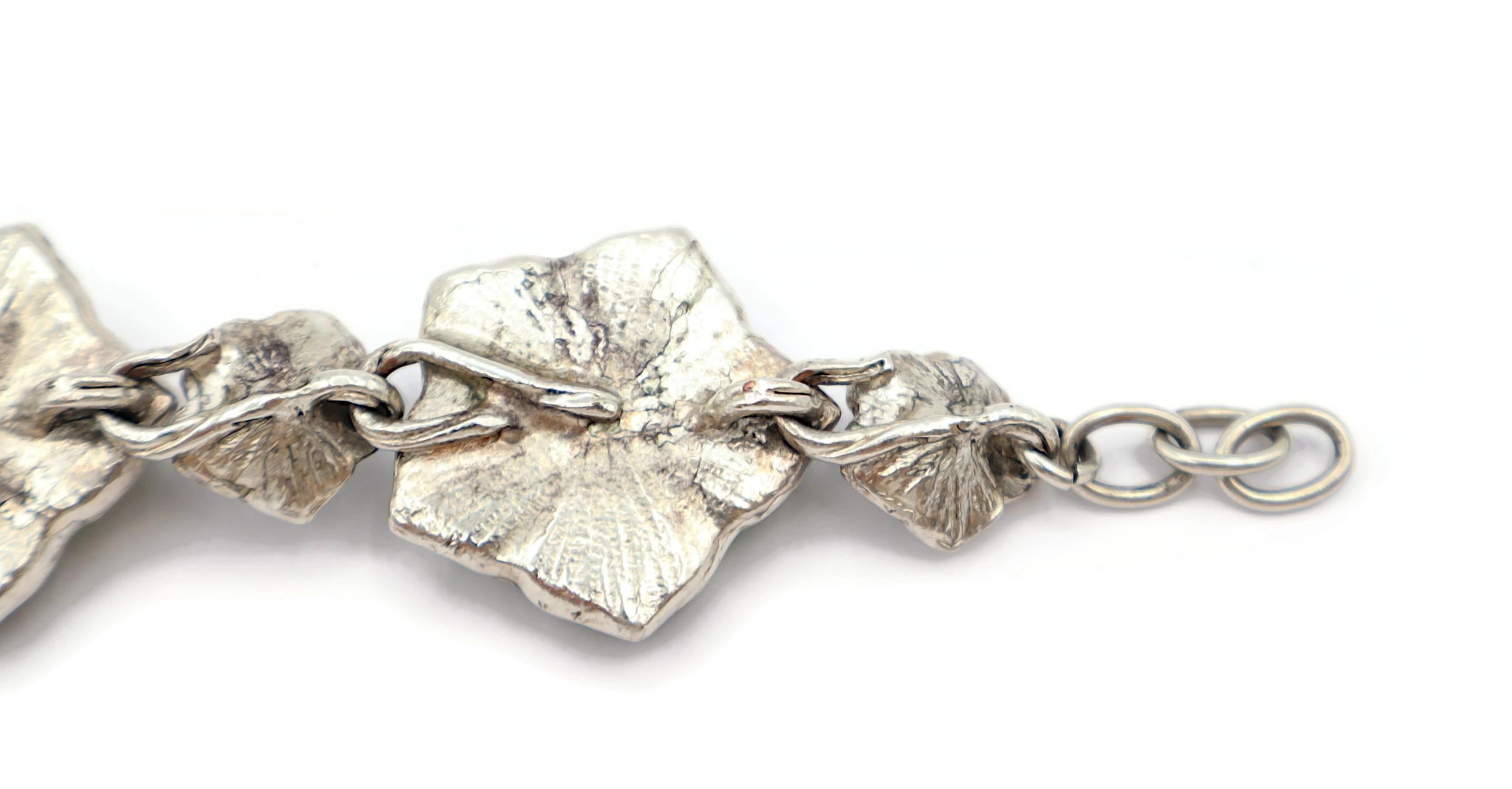 KENZO Vintage Silver Tone Resin Flower Bracelet For Sale 8