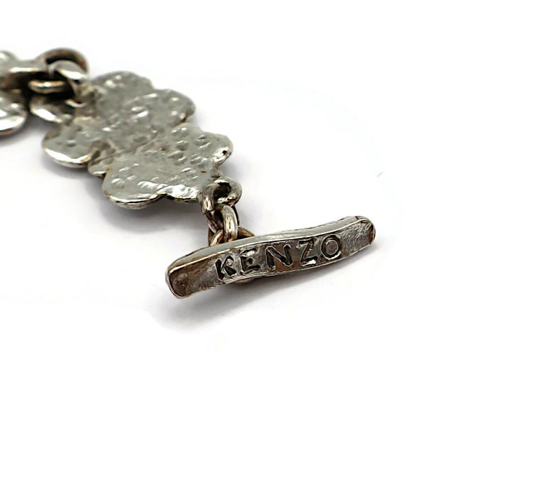 KENZO Vintage Silver Tone Resin Flower Necklace For Sale at 1stDibs